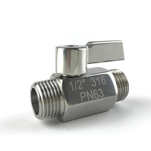 Mini válvula de bola de acero inoxidable 316, rosca macho de 1/2 pulgada, de una pieza, para agua y gases corrosivos - Product Image 4