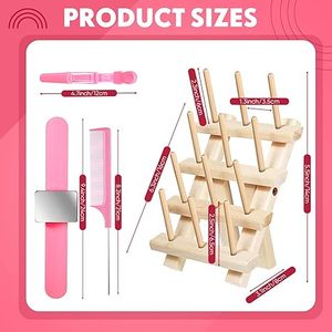 Thread Spool Holder Mini Wooden Wire Rack Display <b>Stand</b> Hair Braiding & Blanket Ladders Rack 23/5000 Braiding Hair Rack - Product Image 3