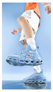 Men's <b>Black</b> Fashion <b>Sneakers</b> Knit Upper Lace-Up Casual Shoes Trendy Street Style Men's Footwear - Product Image 6