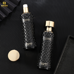 Thiết kế đẹp màu đen tùy chỉnh chai thủy tinh cho chăm sóc da mỹ phẩm thủy tinh container với màn hình in ấn xử lý bề mặt - Product Image 4