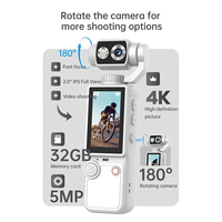 Cámara de Acción Q8 con Enfoque Automático, Grabadora de Video 4K Portátil con Memoria de 32 GB, 180° °   Cámara de acción giratoria para fotografía al aire libre