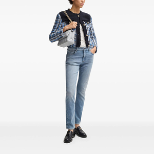 Tùy Chỉnh Womens Giữa Eo Mài Mòn Rửa Skinny Jeans Co Giãn Giảm Béo Jeggings Nút Đầy Đủ Chiều Dài Không Thấm Nước Thoáng Khí Sexy - Product Image 1