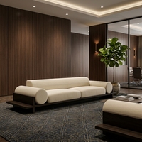 Canapé modulaire en bois massif et tissu, trois places, en ligne droite, avec rembourrage en mousse, style nordique moderne, pour petits appartements