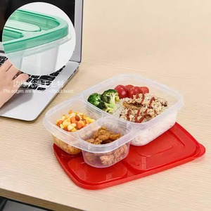 Three Compartment <b>Lunch</b> <b>Box</b> Plastic Microwave Safe Rectangle Food Storage Container Portable For All - Product Image 2