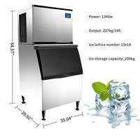 Machine à glaçons en acier inoxydable avec refroidissement par air/eau, compresseur et moteur, pour usage commercial et domestique