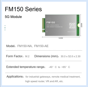 โมดูล Muz Tech Fibocom FM150 <span class=keywords><strong>5G</strong></span> NR Sub6 Band รุ่น FM150-AE และ FM150-NA รองรับเครือข่าย <span class=keywords><strong>5G</strong></span> SA&NSA พร้อมโมดูล GNSS - Product Image 2