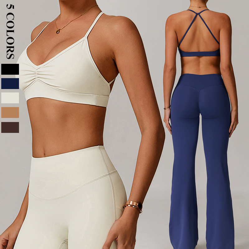 2025 Women's Lightweight High Quality Polyester Seamless Sexy V-Neck Yoga Bra Cross Back Breathable Quick DryFitness Sports