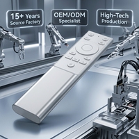 Control Remoto Universal de Aleación de Aluminio Ble Voice RCT5015 de 15 Teclas con Código de Aprendizaje para un Alcance de 20m para TV y Hogar Inteligente