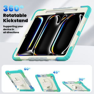 <span class=keywords><strong>Double</strong></span> Couleurs Multi-Fonctionnel pour <span class=keywords><strong>iPad</strong></span> Air 13/<span class=keywords><strong>Pro</strong></span> 13 M4 2024 Boîtier PC Support Rotatif Sangles Détachables Protecteur d'Écran Intégré - Product Image 4