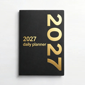 Agenda Diaria Personalizada 2027, Tapa Dura de Cuero PU, Estampado en Dorado, Tamaño A5, Cosido con Hilo, 100 Hojas Impresas, Ecológico - Product Image 3