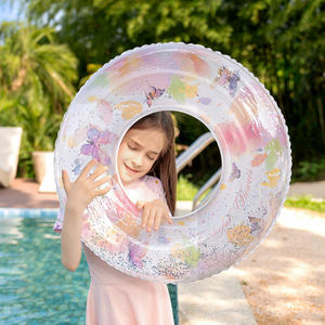 Flotador Inflable de Mariposa para Niños, para Piscina o Parque Acuático, Diseño Redondo Reforzado con Patrón Impreso, Flotador de Seguridad Infantil - Product Image 1
