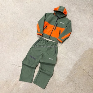 Custom Lightweight Jogger Nylon Windcheater Set Windproof <b>Waterproof</b> Nylon Track Pants Set Patchwork Windcheater <b>Tracksuit</b> Set - Product Image 1