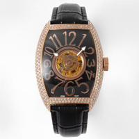 Montre mécanique manuelle de précision pour homme, qualité boutique, lumineuse, multicolore, or rose, diamant, étanche, tourbillon central