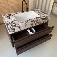 Hot Sale Waschtische Schrank Sperrholz Badezimmer Eck schrank Lila Schiefer Schrank mit Keramik unter Waschbecken