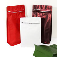 Sacs d'emballage personnalisés pour café, refermables avec fermeture éclair, fond plat, pour grains torréfiés, sachet de café à huit soudures latérales