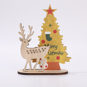 Cross-border exclusive supply of wooden DIY Christmas party family <b>dining</b> <b>table</b> decorations and <b>ornaments</b>; wooden handicrafts - Product Image 1