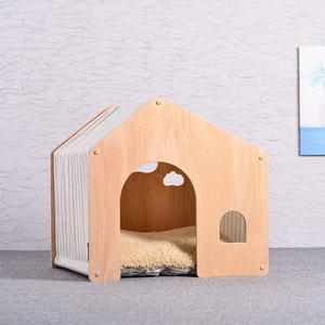 Katı ahşap ev şeklinde Pet yatak mobilya baskılı köpek evi kapalı köpek yatağı - Product Image 6