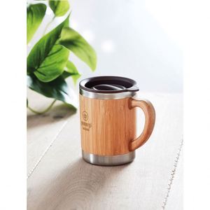 Hot Sales 400ml Double Wall Stainless Steel Bamboo Vacuum <b>Flask</b> Mug Wholesale Customized with Laser Engraved Logo Water Thermos - Product Image 5