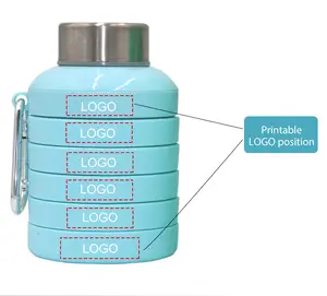 Fabrika toptan kullanımlık BPA ücretsiz açık katlanabilir silikon katlanabilir seyahat su şişesi
