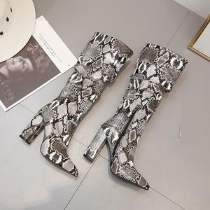 Stivali Donna Talons Femme Mode Bloc <span class=keywords><strong>Talon</strong></span> Serpent Imprimer 35-42 Taille Talons Aiguilles Couleur Bottes pour Dames - Product Image 2