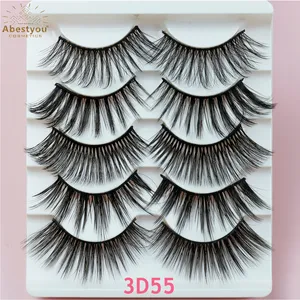 Abestyou 5 Paren/set 3d Faux Nerts Haar Zachte Valse Wimpers Pluizige Piekerige Dikke Wimpers Handgemaakte Zachte Oog Make-Up Extension Tools