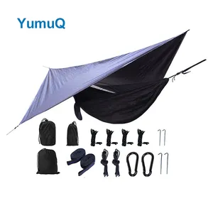 YumuQ Ultraleichte Hängematte und Regen fliege Camping Tarp Shelter Set Wasserdichtes Überdachung szelt im Freien