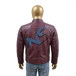Mens Genuine Cowskin <b>Leather</b> <b>Jacket</b> Custom Dark Brown Stand Collar Biker Moto Zipper Pocket <b>Winter</b> Casual Embossed Knitted - Product Image 3
