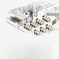 Système de poste de travail en cubicle de bureau moderne, bureau informatique en bois avec tiroir à dossiers, aménagement d'espace de travail commercial convertible