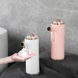 Yeni tasarım patent gökkuşağı pembe otomatik sıvı pompası fotoselli el yıkama makinesi sensörü ölçüm köpük sabun sabunluğu