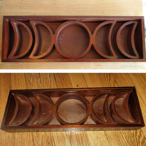 Support pour cartes de tarot, support pour cristaux pour l'affichage des pierres, support en bois pour cartes de tarot avec 5 plateaux amovibles pour les phases de la lune - Product Image 3