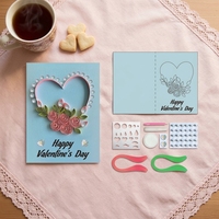 Kit de bricolage pour enfants : Créez votre propre carte de vœux de la Saint-Valentin en quilling de carton – Thème animaux et nature – Éducatif – À partir de 8 ans