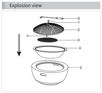 Brasero rond extérieur en acier de grande taille pour jardin, patio, barbecue et aménagement paysager avec dispositif de sécurité anti-flamme