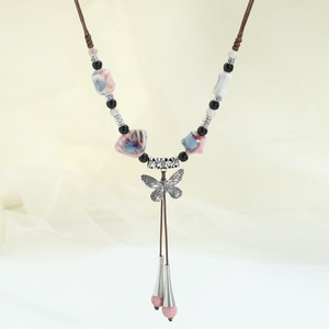 Nouveau Collier en Céramique Style Rétro National, Chaîne de Pull Perlée, Pendentif Style Ancien pour Femme - Product Image 4