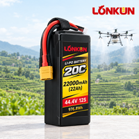 Batterie Lipo semi-solide Longkun 12S 44.4V 18000mAh 20C pour drone agricole de pulvérisation à petite échelle