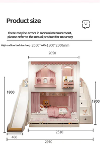 Lits Superposés Princesse de Qualité Supérieure pour Filles, Meubles de Chambre d'Enfant, Lits pour Enfants, Lits Superposés à <span class=keywords><strong>Toboggan</strong></span> avec Barrière Haute - Product Image 6