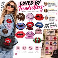 Patch brodé thermocollant ou à coudre en forme de lèvres, motifs baiser, rouge, rose, léopard, cerise, doré, mignon, vente en gros