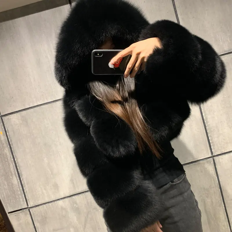 Winter Women Plus Size Faux Fur Jacket High Waist Puff Short Cropped Coat Women Jackets