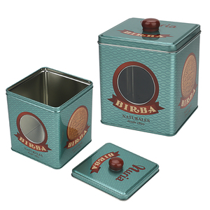 Boîte de conserve de collection de biscuits carrés en métal à impression personnalisée Boîte de conserve cadeau pour biscuits, bonbons et biscuits avec bouton sur le couvercle - Product Image 3