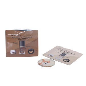 中国工厂直销铝箔拉链锁设计塑料化妆品平底小袋带标志 - Product Image 1