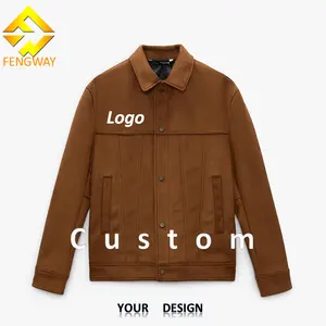 Fengway Custom Fashion Slim Fit Suede Jacket Men Long Sleeve Button Coat Plain Casual Jacket For Men