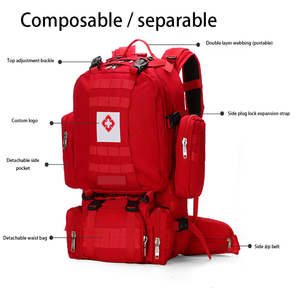 Tas Pertolongan Pertama Multi Kompartemen Darurat, Ransel Medis Penyimpanan Besar, Ransel Medis Taktis Merah yang Dapat Dilepas - Product Image 4