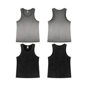 S2581 Chaleco sin mangas para hombre, estilo hip hop, transpirable, ecológico, para gimnasio, con efecto desgastado, estilo vintage, con lavado ácido - Product Image 4