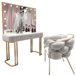 Beauty Salon Makeup <b>Table</b> <b>for</b> Home Use Bedroom With Lights Mirror <b>Dressing</b> Wedding Store Nail <b>Table</b> Makeup <b>Table</b> - Product Image 5
