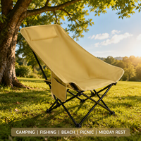 Fauteuil inclinable portable à dossier haut, pliable, réglable sur 3 niveaux, en tissu Oxford, idéal pour le camping, la pêche et la plage - Vente en gros