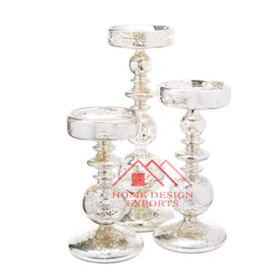 Soportes de portavelas para centros de mesa Soportes de velas de mercurio de vidrio de alta calidad para decoración navideña Candlehurricane - Product Image 1