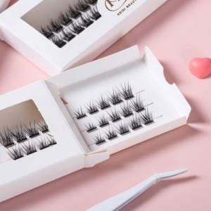 Cils vegan en fibre végétale, effet <span class=keywords><strong>manga</strong></span>, à poser, sans colle, auto-adhésifs, en grappes, pré-collés, réutilisables - Product Image 5