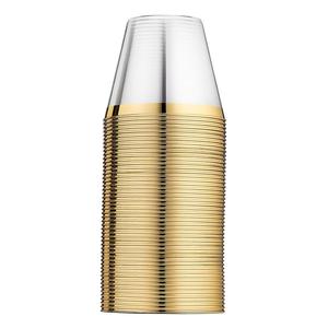 ชุดเครื่องใช้บนโต๊ะอาหารพลาสติกสีทองแบบใช้แล้วทิ้งสุดหรูจานของหวานถ้วยเงินขนาด9ออนซ์สำหรับงานแต่งงาน - Product Image 3