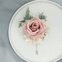 Décoration de mariage et de fête, fleurs artificielles pour les cérémonies d'ouverture de mariage - Corsage et fleur de poignet couleur pâte de haricot