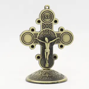 Croce in metallo crocifisso cattolico cristiano amaro cattolico gesù chiesa ortodossa orientale apostolo casa auto ornamento religioso retrò