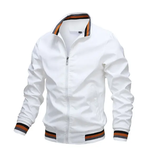 Fashion jacket men's 2021 autumn new men's stand collar color matching jacket slim trend Jacket Top